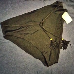 size XL high waist extra cheeky BIKINI BOTTOM black with tassles Shade & Shore